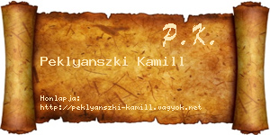 Peklyanszki Kamill névjegykártya